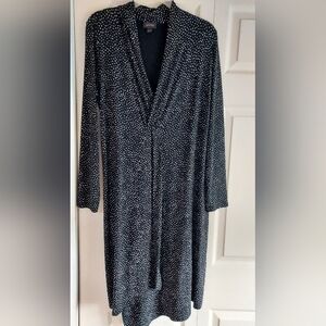 J Jill Wearever Collection Dress Black Polka Dot Faux Wrap V Neck Office Siren M